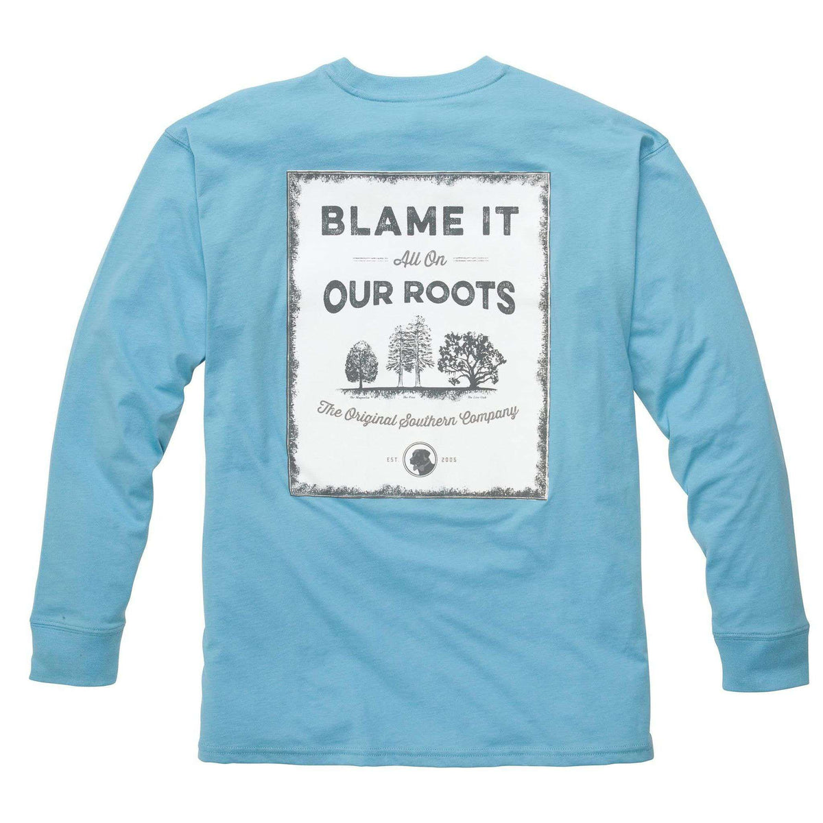 Our Roots Long Sleeve Tee in Retro Blue by Southern Proper - Country Club Prep