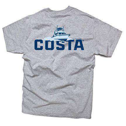 Pacific Boat Short Sleeve Tee in Grey by Costa Del Mar - Country Club Prep