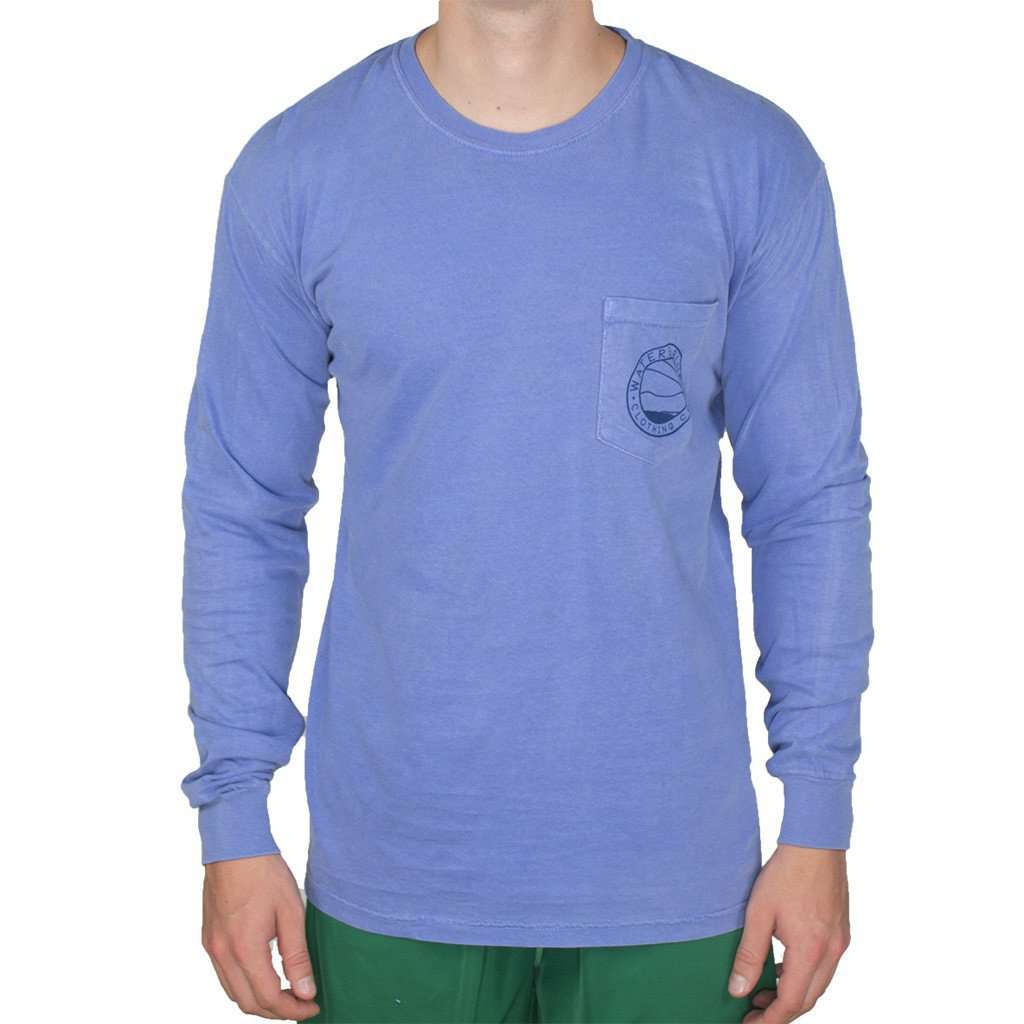 Paddler Long Sleeve Tee Shirt in Flo Blue by Waters Bluff - Country Club Prep