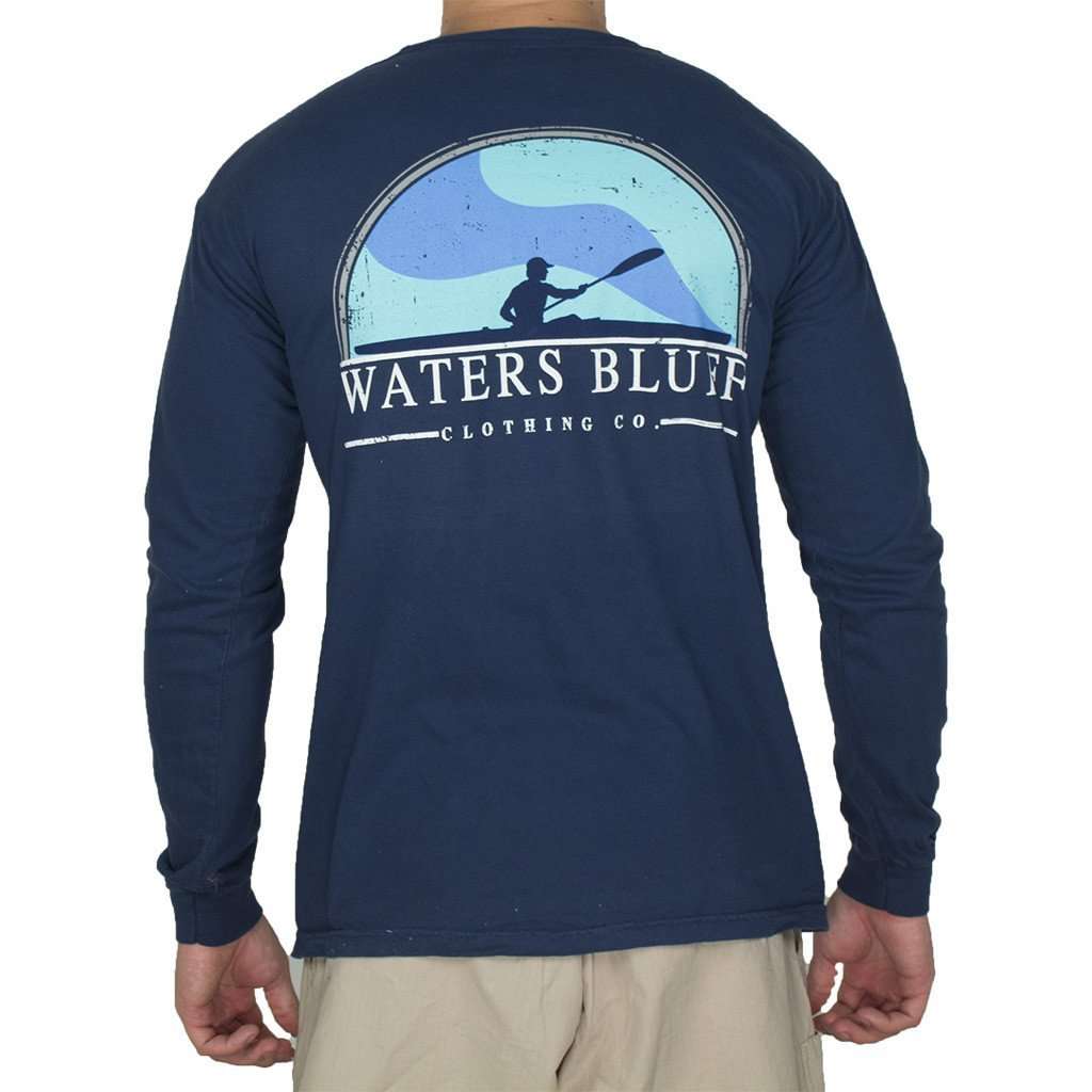Paddler Long Sleeve Tee Shirt in True Navy by Waters Bluff - Country Club Prep