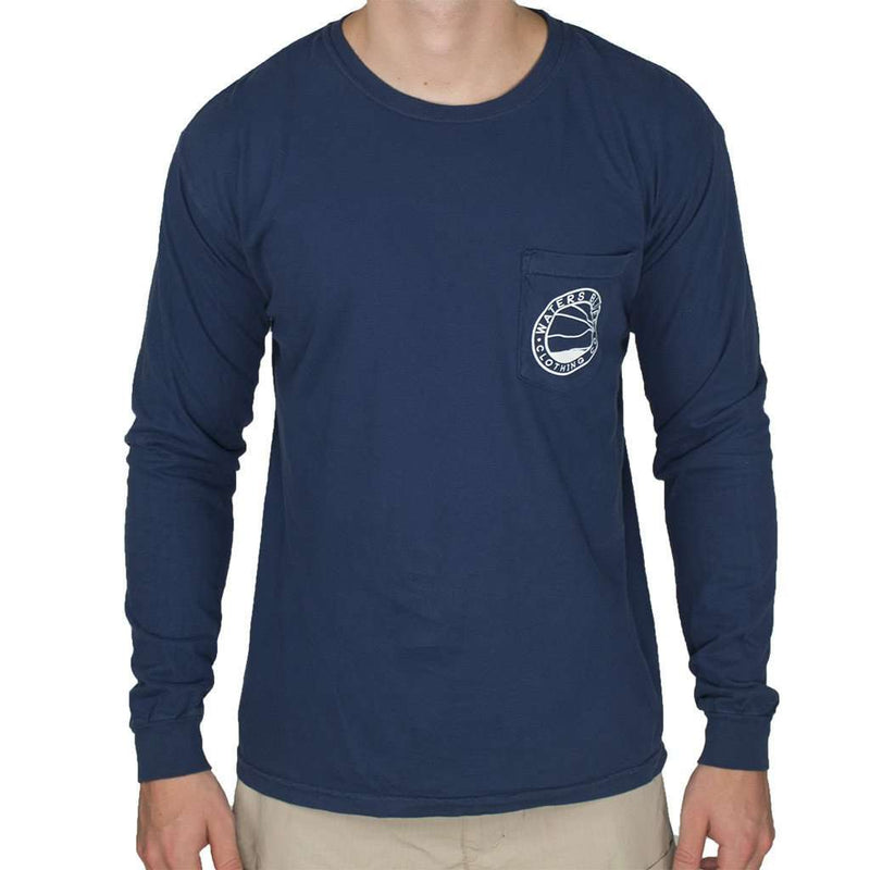 Paddler Long Sleeve Tee Shirt in True Navy by Waters Bluff - Country Club Prep