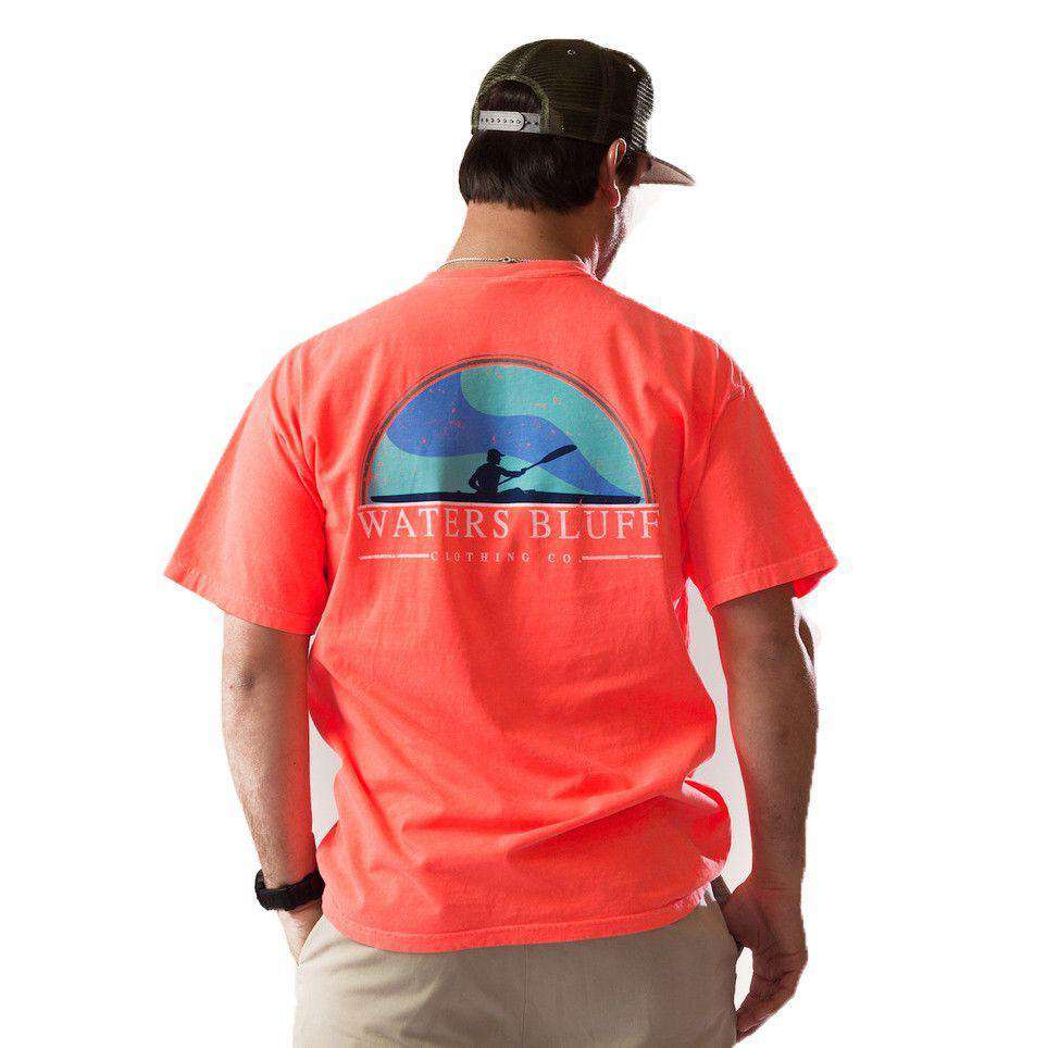Paddler Tee Shirt in Neon Red Orange by Waters Bluff - Country Club Prep