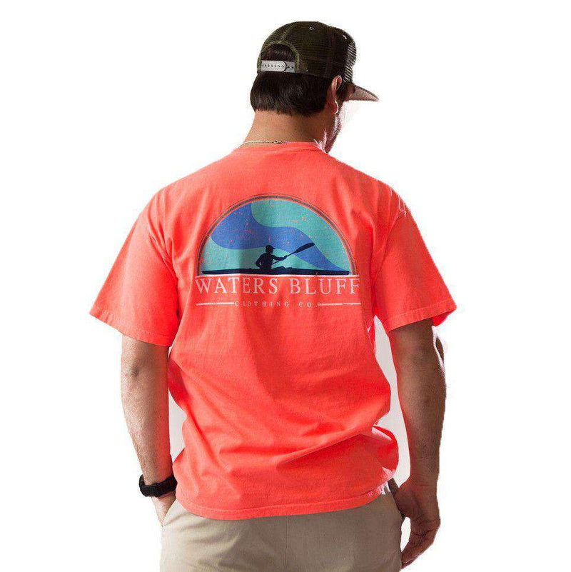 Paddler Tee Shirt in Neon Red Orange by Waters Bluff - Country Club Prep