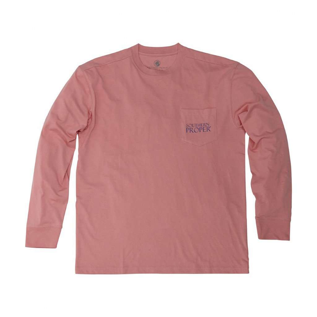 Palm Lab Logo Long Sleeve Tee Shirt in Flamingo by Southern Proper - Country Club Prep