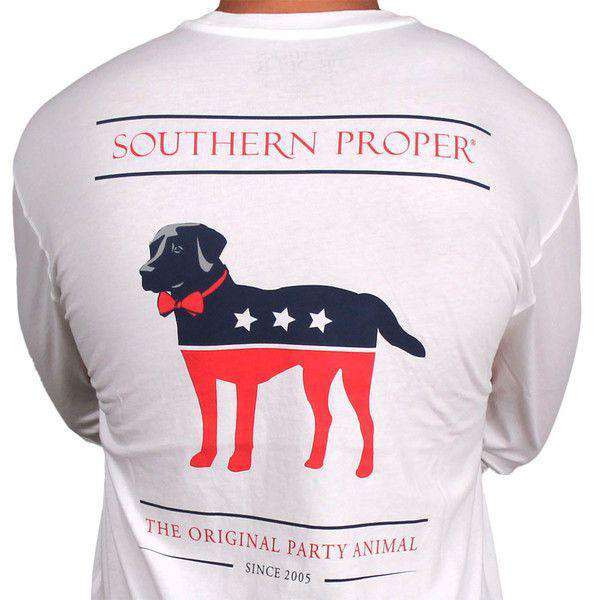 Party Animal Long Sleeve Tee in White by Southern Proper - Country Club Prep