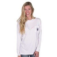 Party Animal Long Sleeve Tee in White by Southern Proper - Country Club Prep