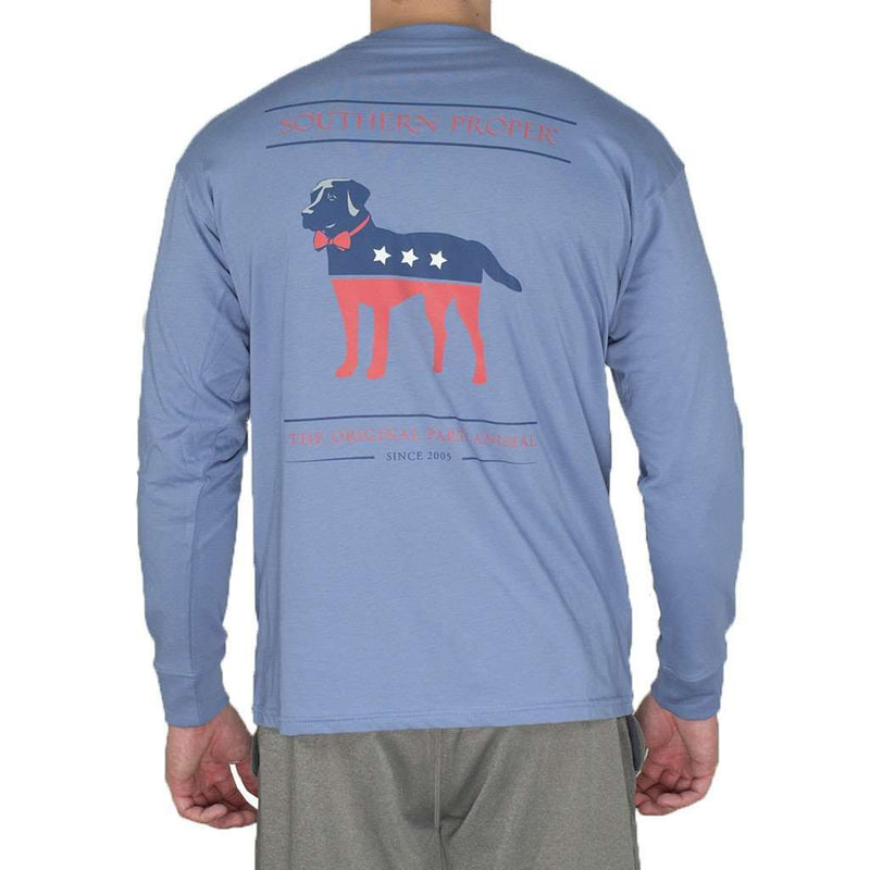 Party Animal Long Sleeve Tee Shirt in Allure Blue by Southern Proper - Country Club Prep