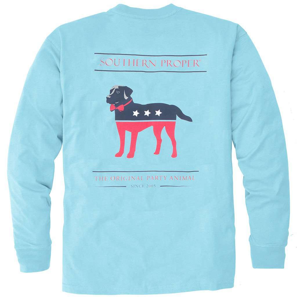 Party Animal Long Sleeve Tee Shirt in Pool Blue by Southern Proper - Country Club Prep