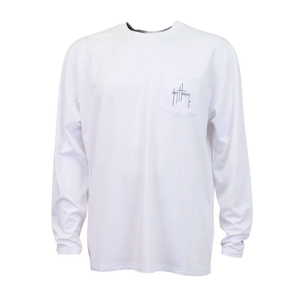 Patriot Pro UVX Long Sleeve Performance Shirt in White by Guy Harvey - Country Club Prep