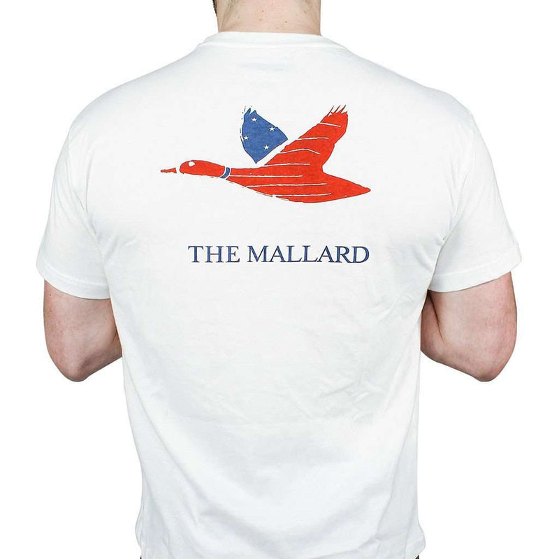 Patriotic Mallard Logo Tee in White by The Mallard - Country Club Prep