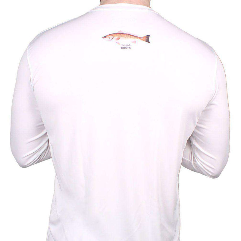 Performance Redfish Long Sleeve T-Shirt in White by Costa Del Mar - Country Club Prep