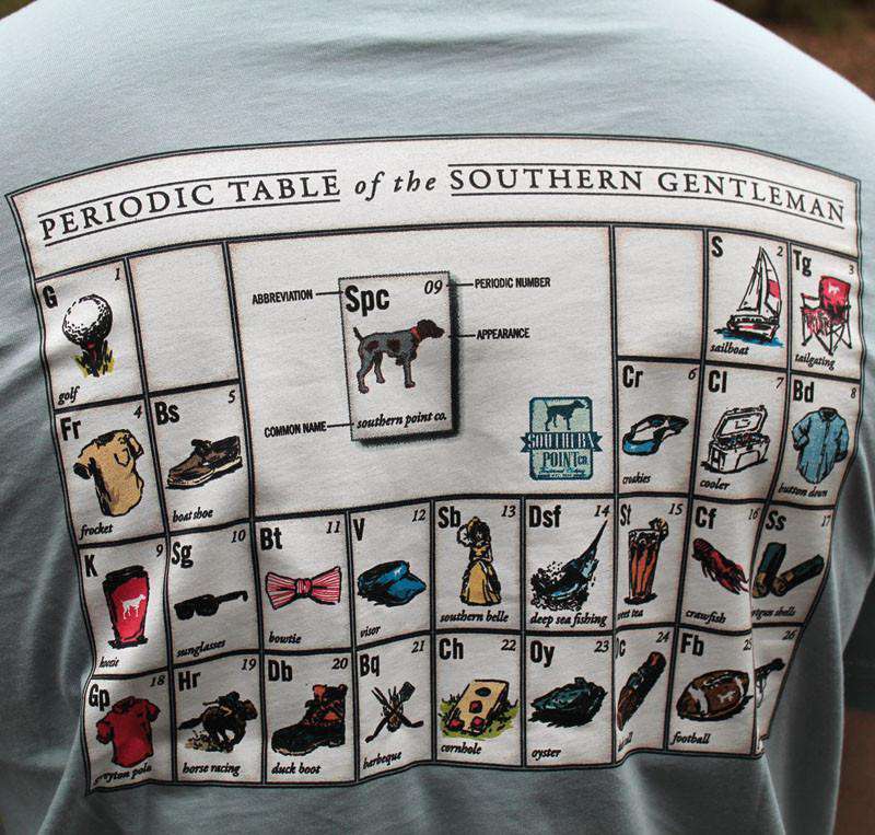 Periodic Table of the Southern Gentlemen in Ocean Grey/Green by Southern Point Co. - Country Club Prep