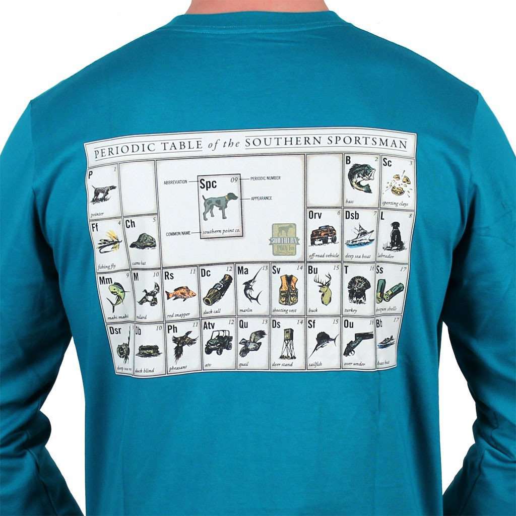 Periodic Table of the Southern Sportsman Long Sleeve in Green/ Blue by Southern Point Co. - Country Club Prep