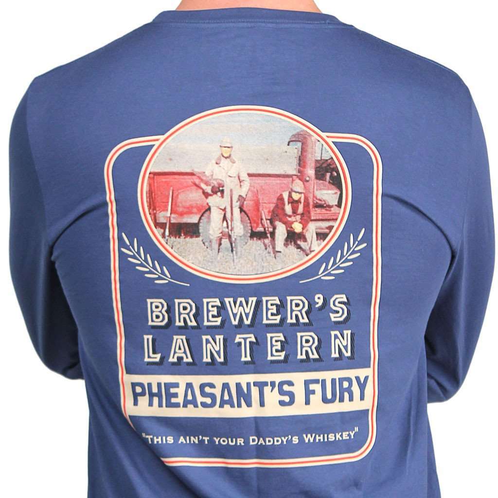 Pheasant's Fury Long Sleeve Tee in Ole Blue by Brewer's Lantern - Country Club Prep