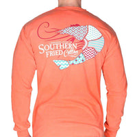 Preppy Shrimp Long Sleeve Pocket Tee in Salmon by Southern Fried Cotton - Country Club Prep