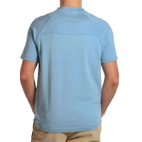 Puremeso Heathered Short Sleeve Henley in Faded Denim by The Normal Brand - Country Club Prep