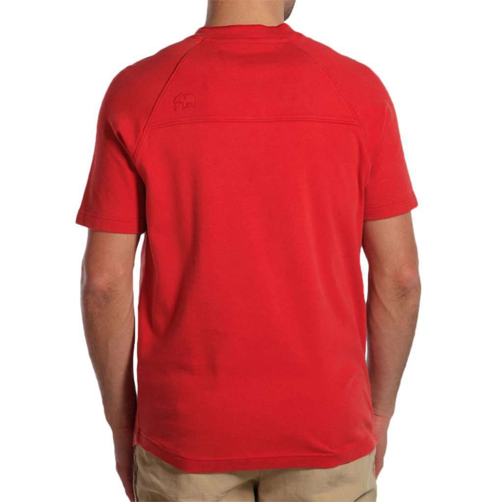 Puremeso Heathered Short Sleeve Henley in Pigment Red by The Normal Brand - Country Club Prep