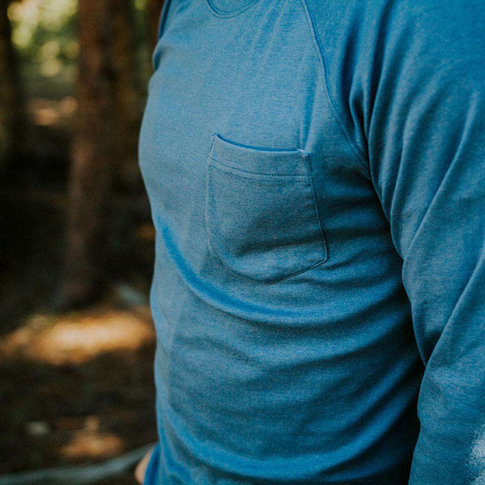 Puremeso Pocket Crew Long Sleeve Tee in Light Blue by The Normal Brand - Country Club Prep