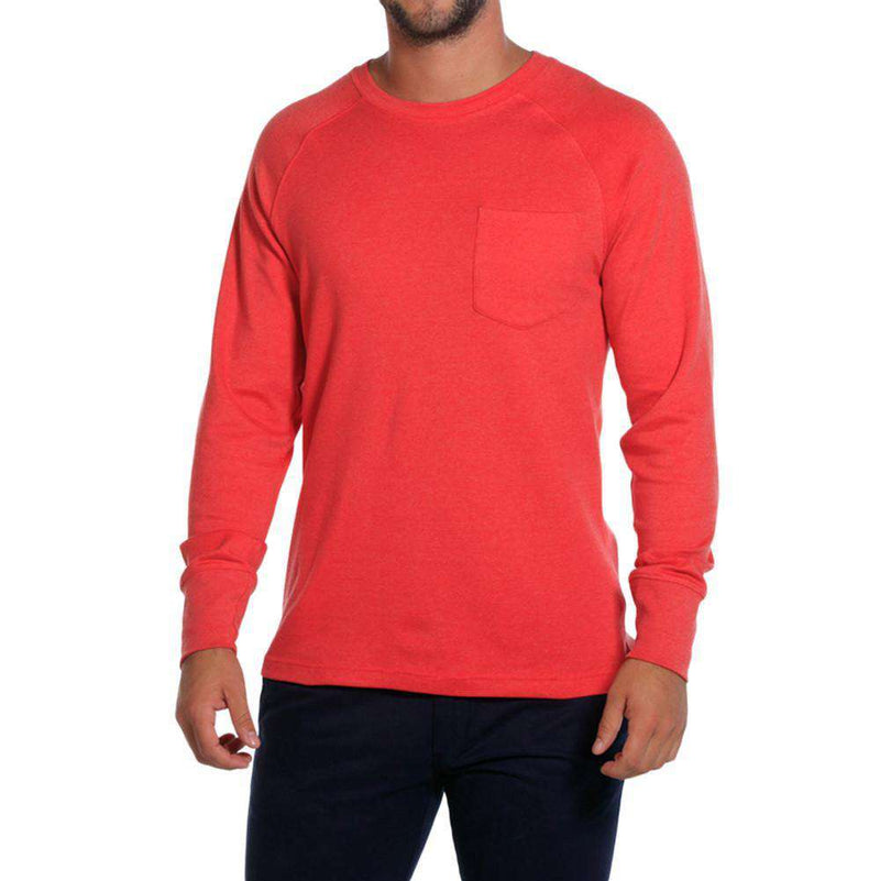 Puremeso Pocket Crew Long Sleeve Tee in Red by The Normal Brand - Country Club Prep