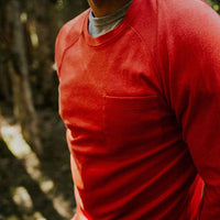 Puremeso Pocket Crew Long Sleeve Tee in Red by The Normal Brand - Country Club Prep