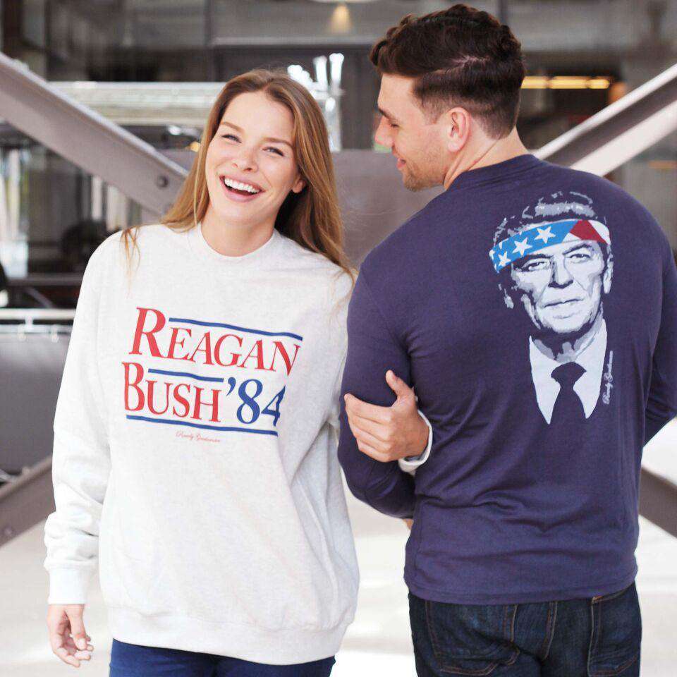 Reagan Bush '84 Crewneck Sweatshirt in Light Grey by Rowdy Gentleman - Country Club Prep