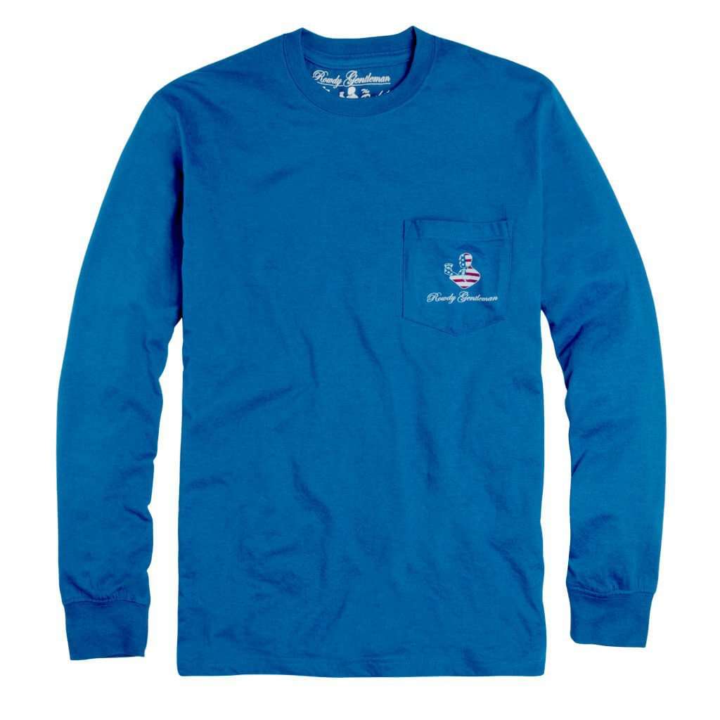 Reagan Bush '84 Long Sleeve Pocket Tee in Deep Water by Rowdy Gentleman - Country Club Prep