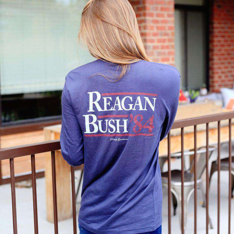 Reagan Bush '84 Long Sleeve Pocket Tee in Navy by Rowdy Gentleman - Country Club Prep