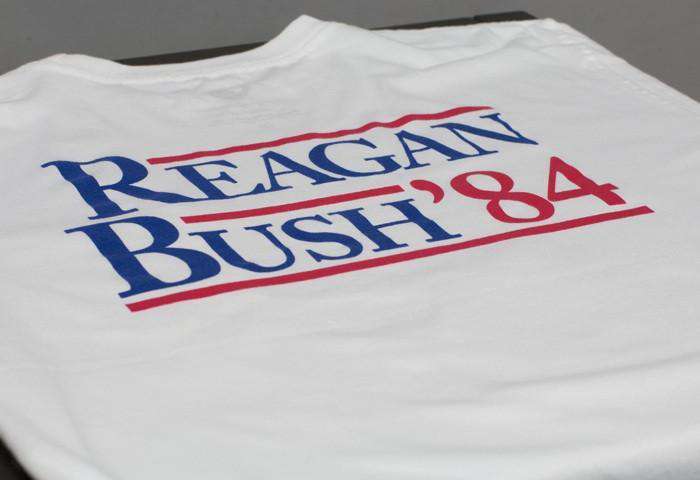Reagan Bush '84 Long Sleeve Tee in White by Rowdy Gentleman - Country Club Prep