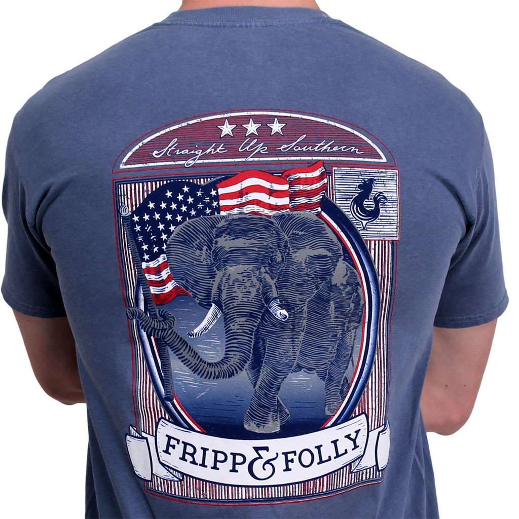 Reagan Elephant Tee in Blue Jean by Fripp & Folly - Country Club Prep