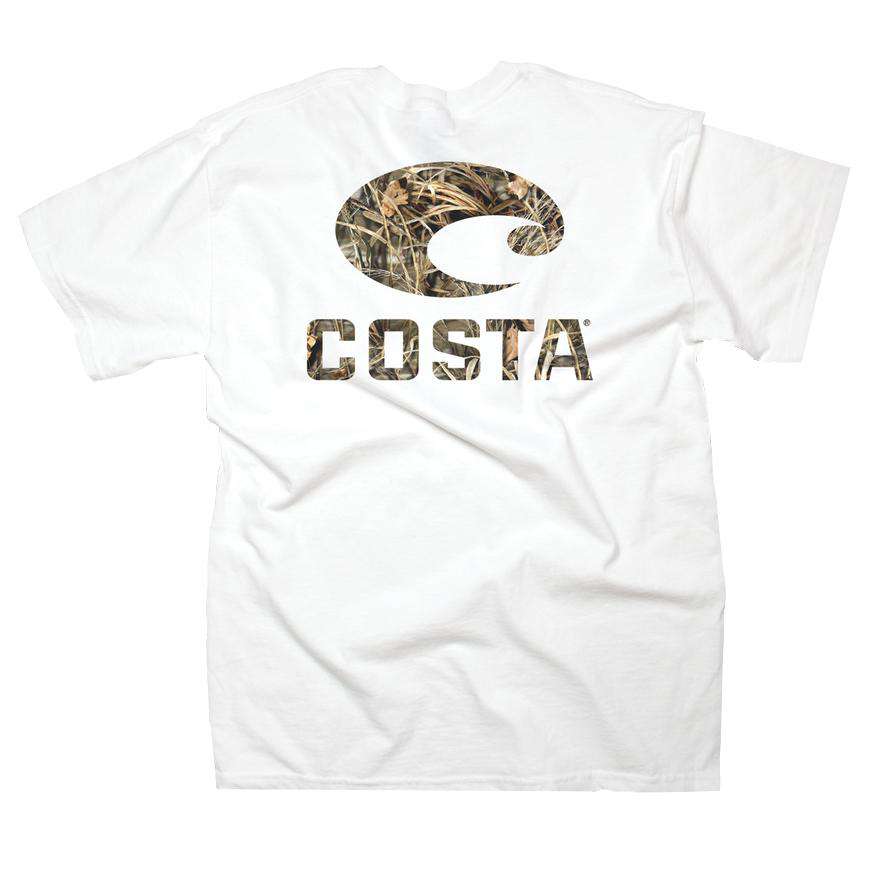 Realtree Max-5 Camo Logo Tee in White by Costa Del Mar - Country Club Prep