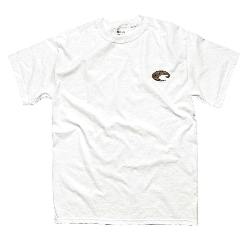 Realtree Max-5 Camo Logo Tee in White by Costa Del Mar - Country Club Prep