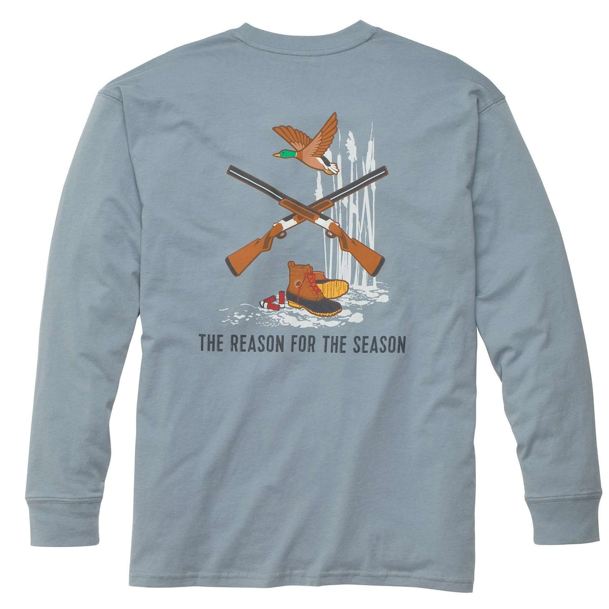 Reason for the Season Long Sleeve Tee in Faded Blue by Southern Proper - Country Club Prep