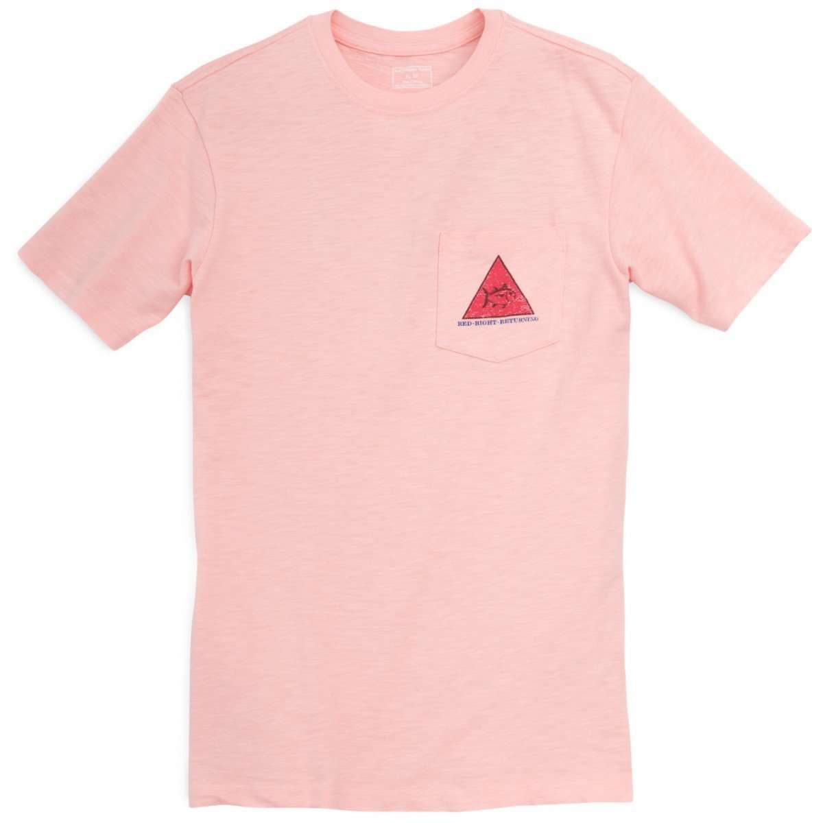 Red Right Return Pocket Tee in Reef Pink by Southern Tide - Country Club Prep