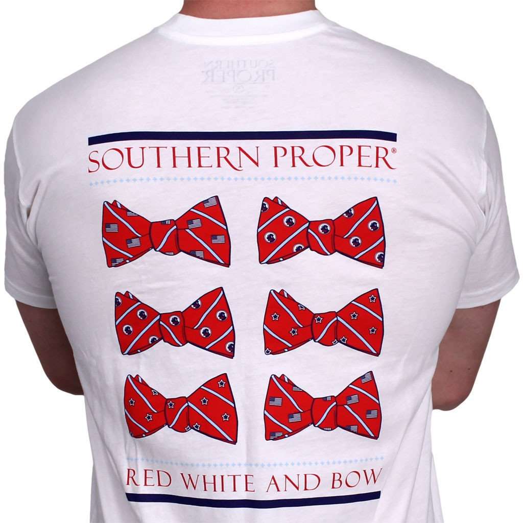 Red, White, and Bow Tee in White by Southern Proper - Country Club Prep