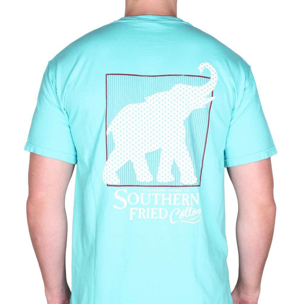 Red White Elephant Pocket Tee in Lagoon by Southern Fried Cotton - Country Club Prep