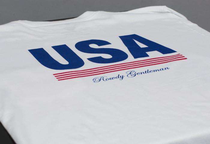 Retro USA Long Sleeve Tee in White by Rowdy Gentleman - Country Club Prep
