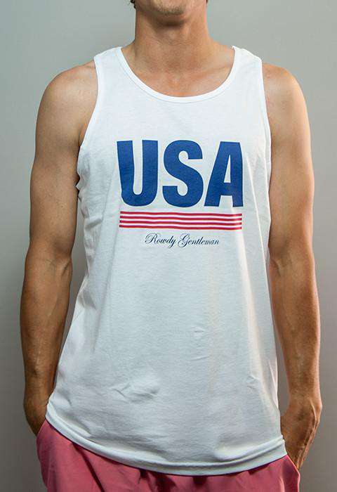 Retro USA Tank Top in White by Rowdy Gentleman - Country Club Prep