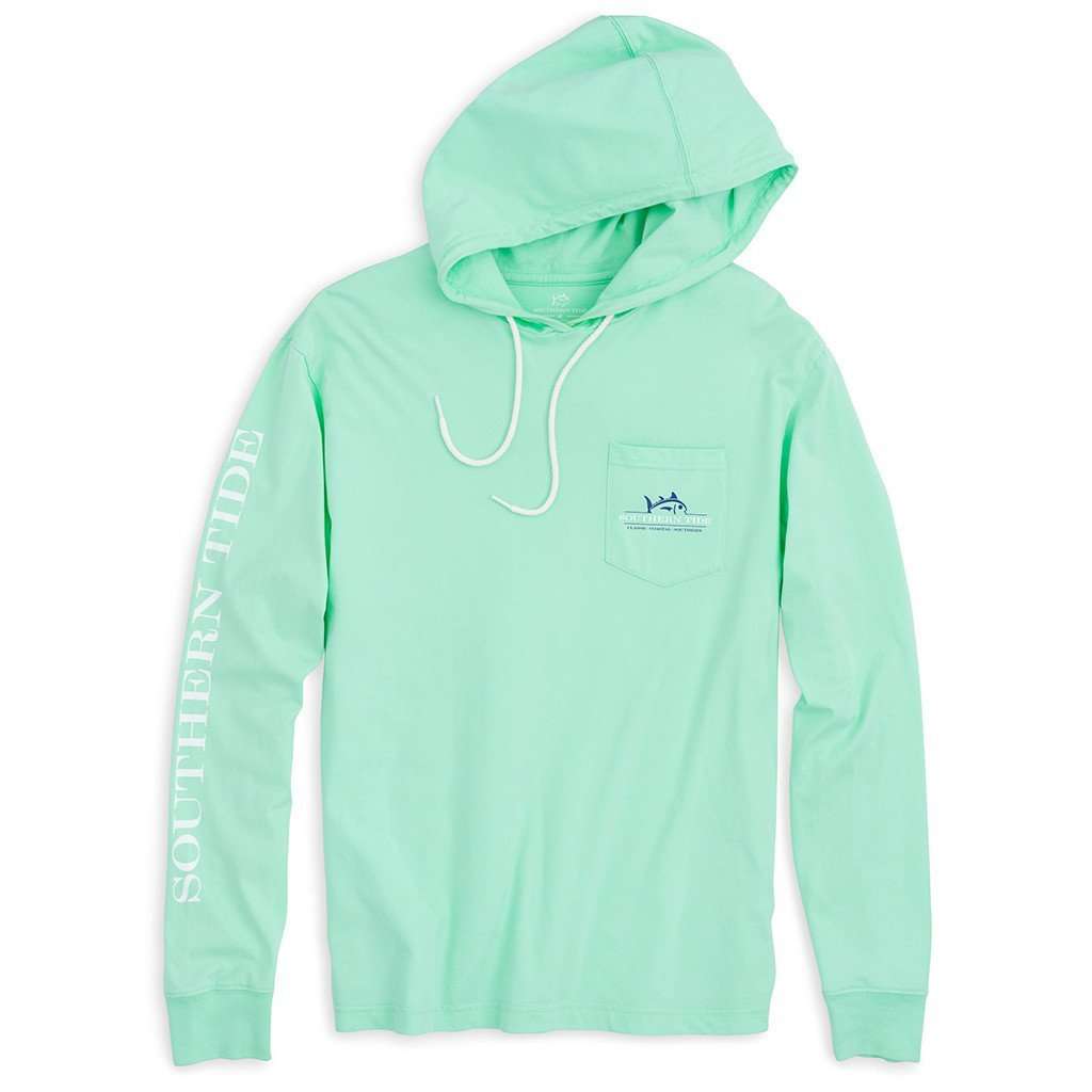 Rising Skipjack Long Sleeve Hoodie Tee Shirt in Offshore Green by Southern Tide - Country Club Prep