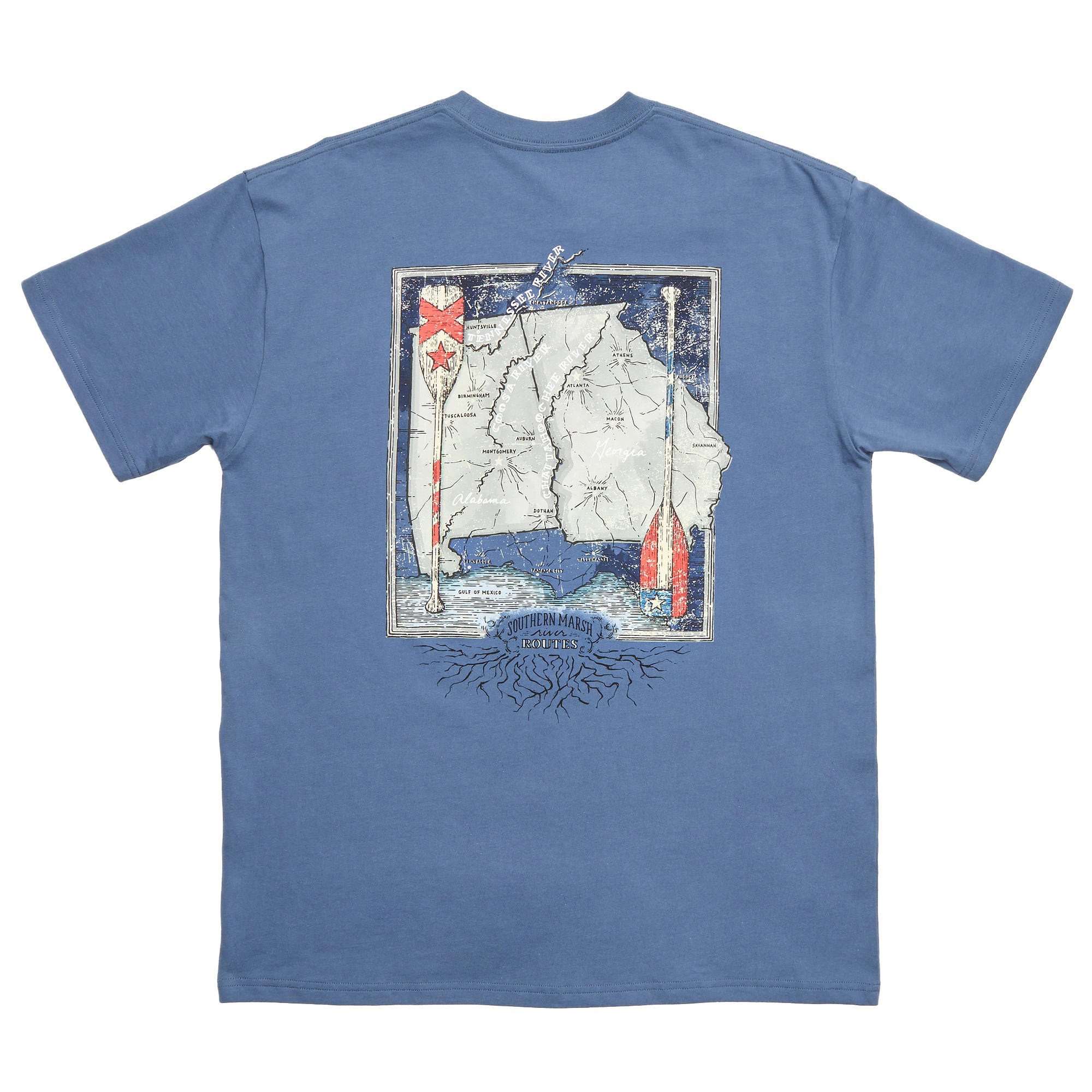 River Route Collection - Alabama & Georgia Tee in Bluestone by Southern Marsh - Country Club Prep