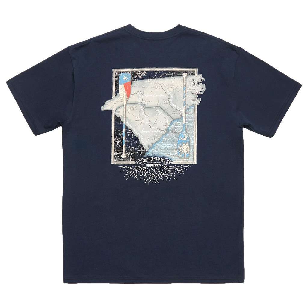 River Route Collection - North Carolina & South Carolina Tee in Navy by Southern Marsh - Country Club Prep