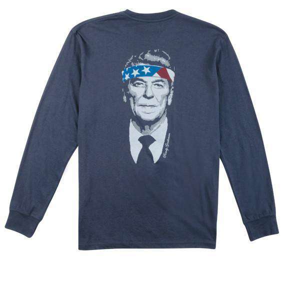 Rowdy Reagan Long Sleeve Pocket Tee in Navy by Rowdy Gentleman - Country Club Prep