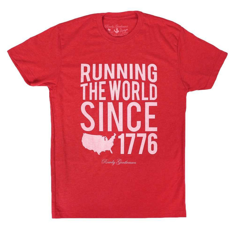 Running the World Since 1776 Short Sleeve Vintage Tee in Red by Rowdy Gentleman - Country Club Prep