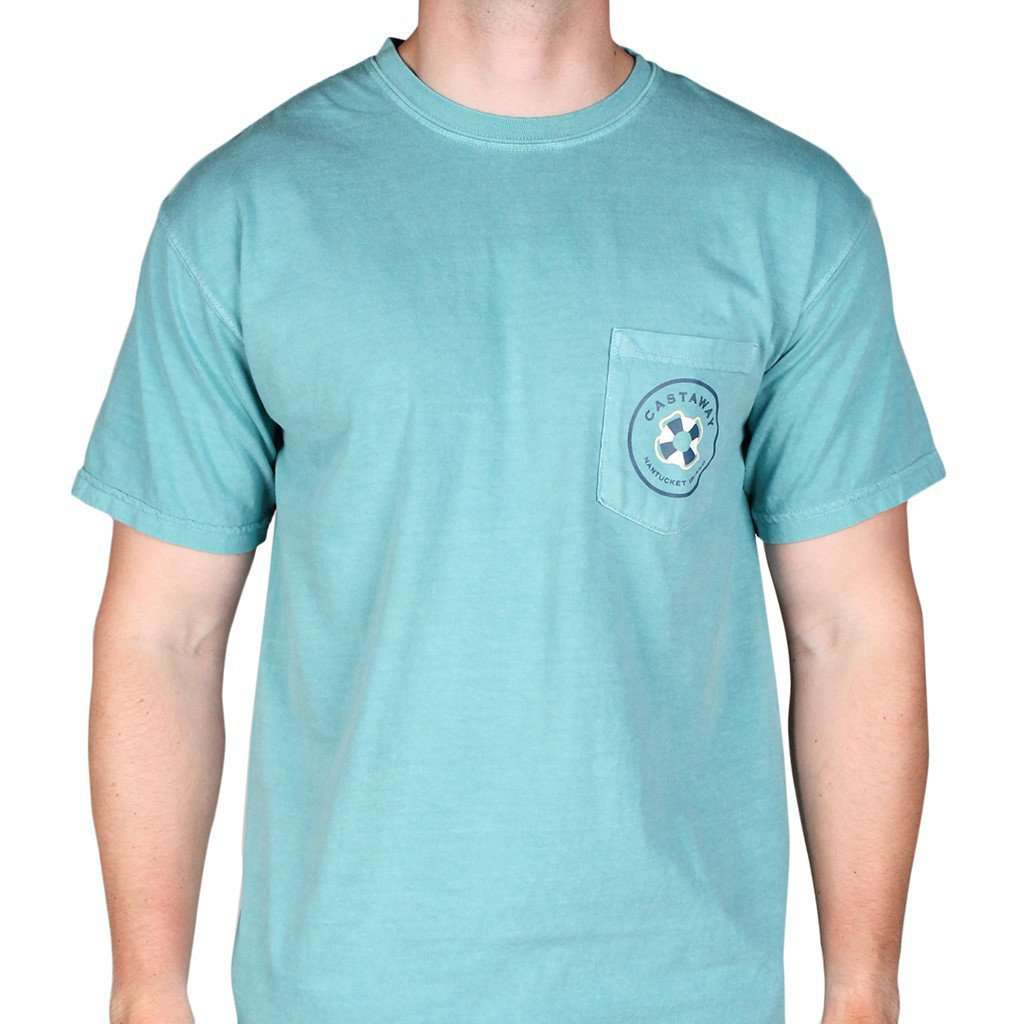 Sailboat Americana Beach Tee in Seafoam by Castaway Clothing - Country Club Prep