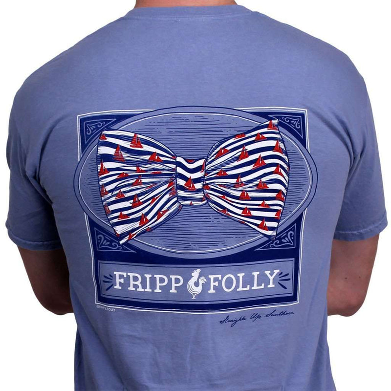 Sailboat Bowtie Frocket Tee in Washed Denim Blue by Fripp & Folly - Country Club Prep
