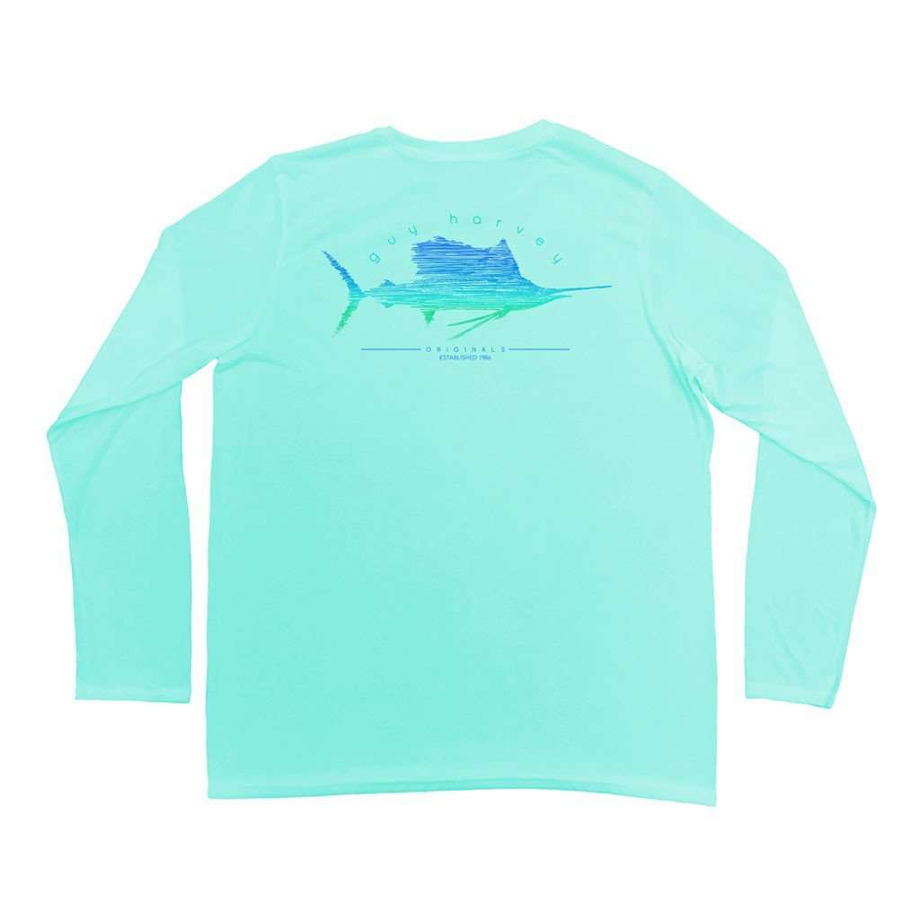 Sailfish Scribble Pro UVX Performance Shirt in Mint by Guy Harvey - Country Club Prep