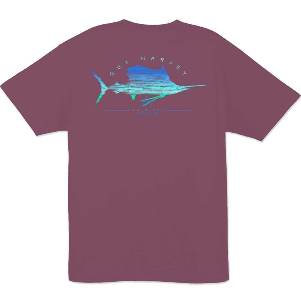 Sailfish Scribble T-Shirt in Plum by Guy Harvey - Country Club Prep