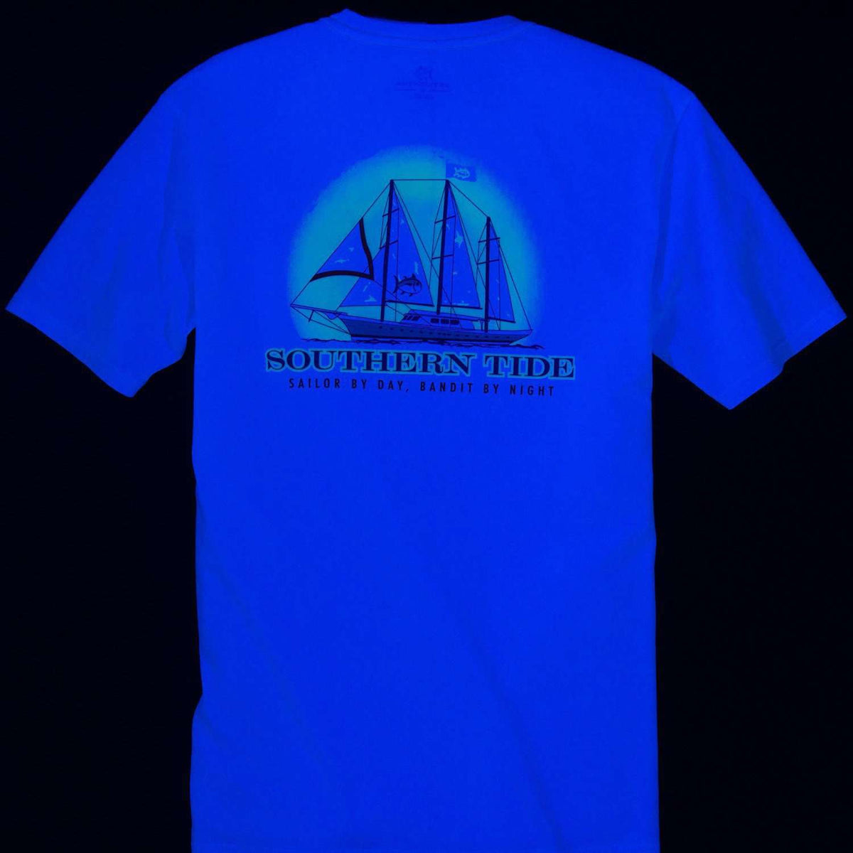 Sailor by Day, Bandit by Night Glow in the Dark Tee Shirt in White by Southern Tide - Country Club Prep