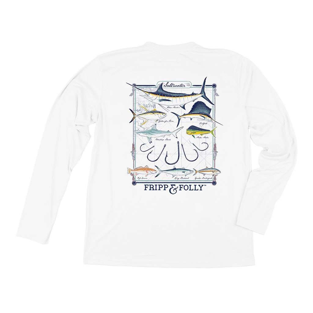 Saltwater Collection Wicking Long Sleeve Tee in White by Fripp & Folly - Country Club Prep