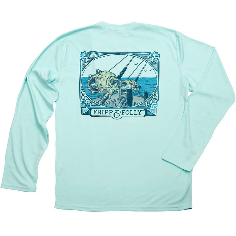 Saltwater Reels Long Sleeve Wicking Tee Shirt in Seagrass by Fripp & Folly - Country Club Prep
