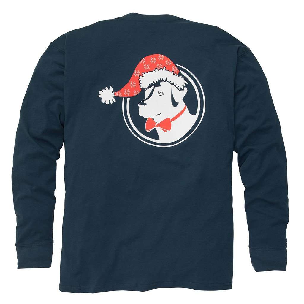 Santa Hat Lab Logo Long Sleeve Tee in Navy by Southern Proper - Country Club Prep